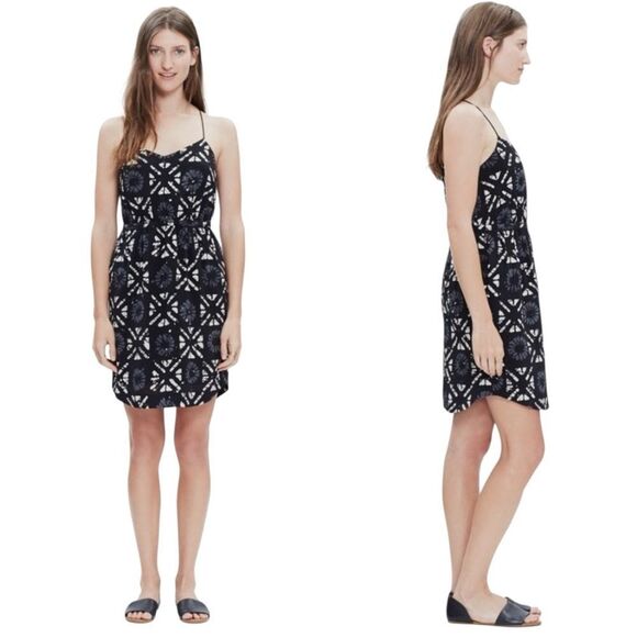 Madewell Starview 100% Silk Batik Grid Mini Dress Sz 4 - Picture 14 of 16